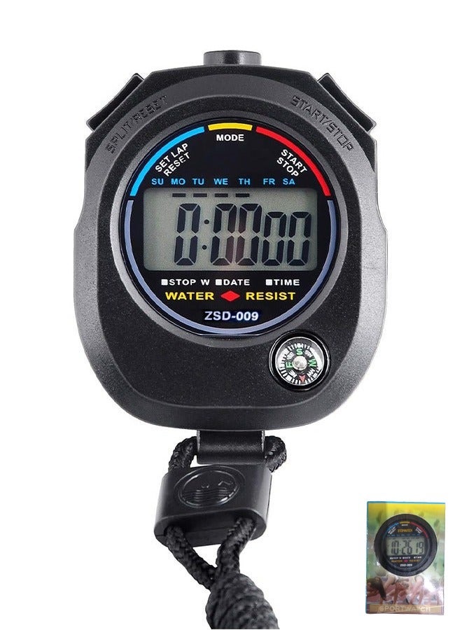 ساعة توقيت - مؤقت رقمي احترافي محمول، ساعة توقيت إلكترونية متعددة الوظائف بشاشة LCD مع التاريخ والوقت ووظيفة التنبيه، مناسبة للمدربين الرياضيين ومدربي اللياقة البدنية والحكام - Image 1